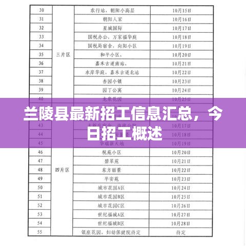 兰陵县最新招工信息汇总，今日招工概述